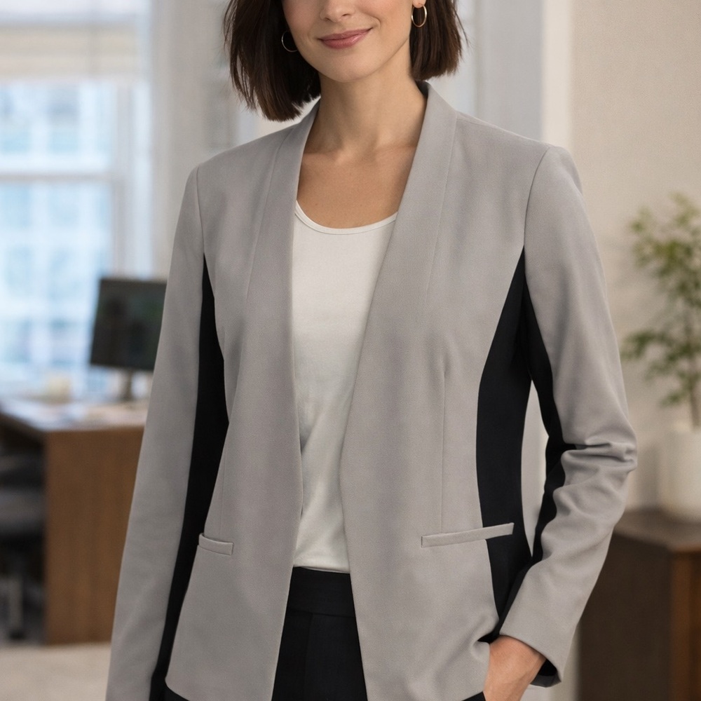 DKNYC Women's Gray and Black Blazer - Picture 1 of 5